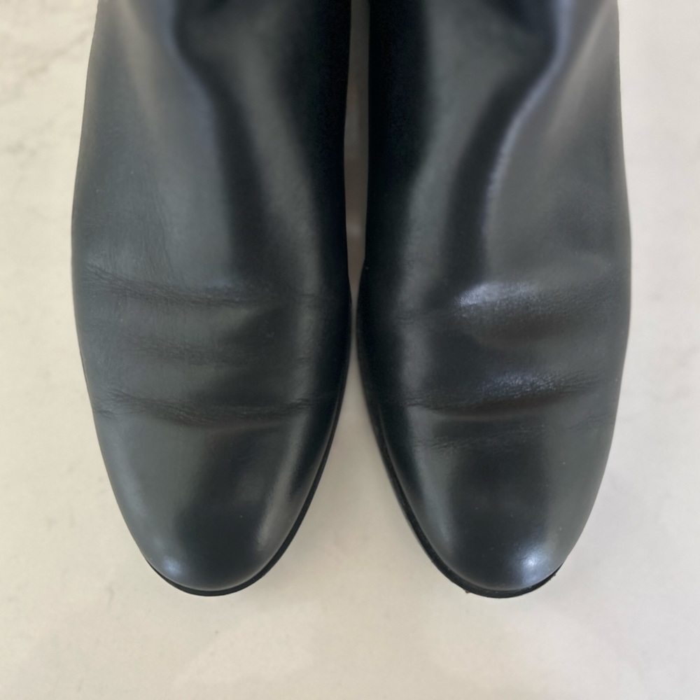 Sergio Rossi | Black Leather Flat Ankle Boots | Side Zip | Size 38 - Picture 6 of 10